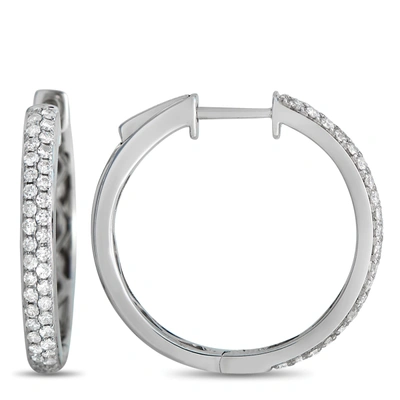 Non Branded Lb Exclusive 14k White Gold 0.65ct Diamond Hoop Earrings