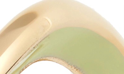 Shop Bottega Veneta Enamel Curved Ring In 3302 Dark Green/ Ice Cream