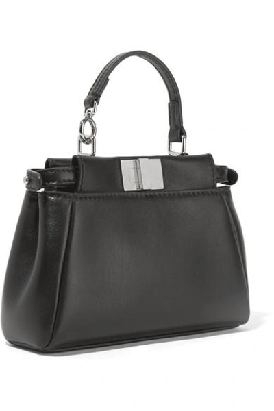 Shop Fendi Peekaboo Micro Appliquéd Leather Shoulder Bag In Black