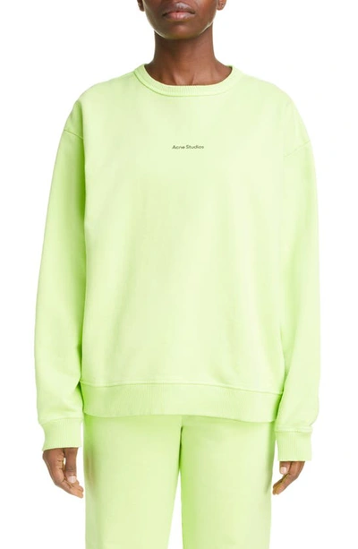 Shop Acne Studios Fierre Logo Sweatshirt In Fluo Green