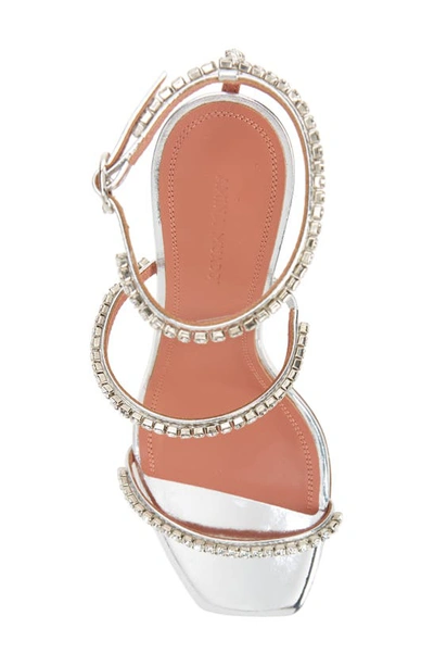 Shop Amina Muaddi Gilda Crystal Strappy Sandal In Silver/ Crystal