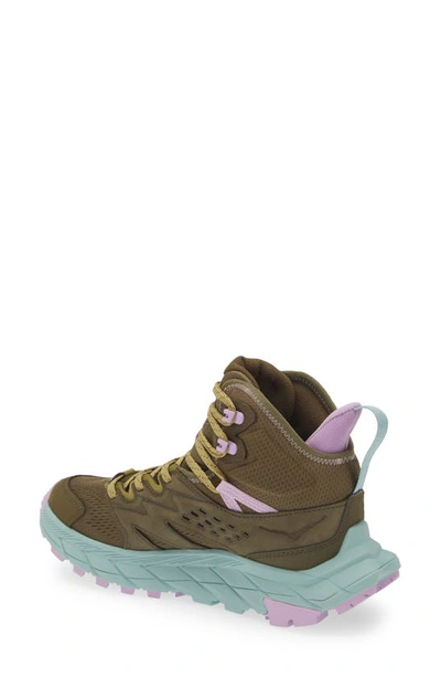 Hoka Anacapa Breeze Aero Mid Breathable Trail Running Shoe In Dark Olive / Agave