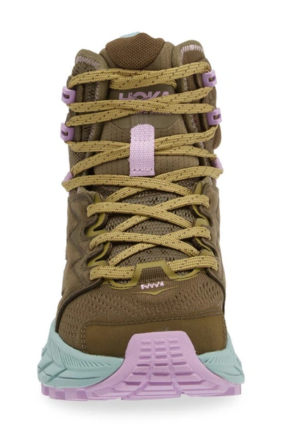 Hoka Anacapa Breeze Aero Mid Breathable Trail Running Shoe In Dark Olive / Agave
