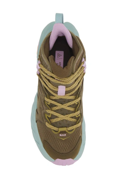 Hoka Anacapa Breeze Aero Mid Breathable Trail Running Shoe In Dark Olive / Agave