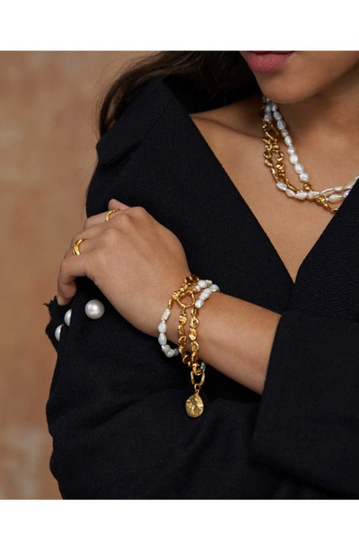Monica Vinader 18ct Gold Plated Vermeil Silver Keshi Pearl Bracelet In 18k Gold Vermeil/pearl