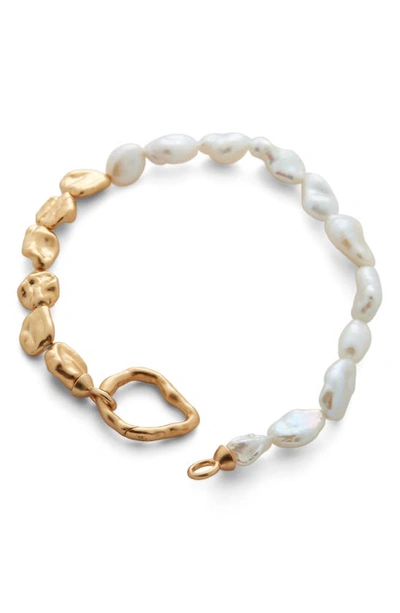 Shop Monica Vinader Keshi Pearl Bracelet In 18k Gold Vermeil/pearl