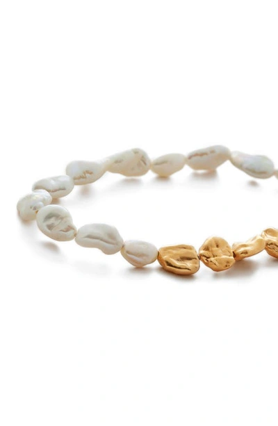 Shop Monica Vinader Keshi Pearl Bracelet In 18k Gold Vermeil/pearl