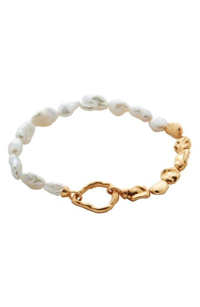 Shop Monica Vinader Keshi Pearl Bracelet In 18k Gold Vermeil/pearl