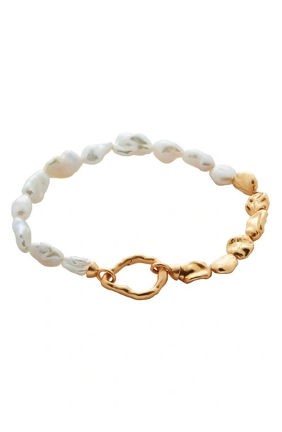 Monica Vinader 18ct Gold Plated Vermeil Silver Keshi Pearl Bracelet In 18k Gold Vermeil/pearl