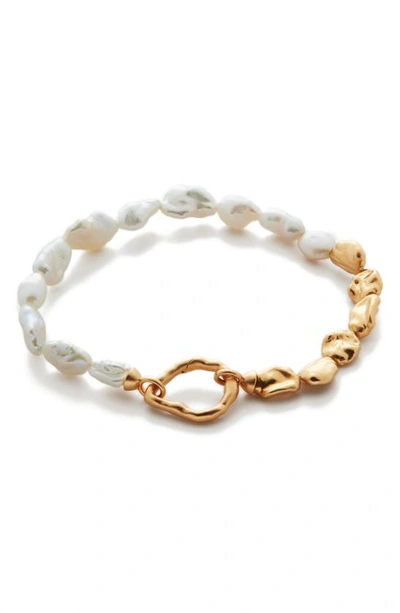 Shop Monica Vinader Keshi Pearl Bracelet In 18k Gold Vermeil/pearl