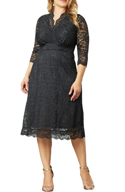 Shop Kiyonna Scalloped Boudoir Lace Sheath Dress In Onyx