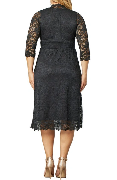 Kiyonna Scalloped Boudoir Lace Cocktail Dress In Onyx