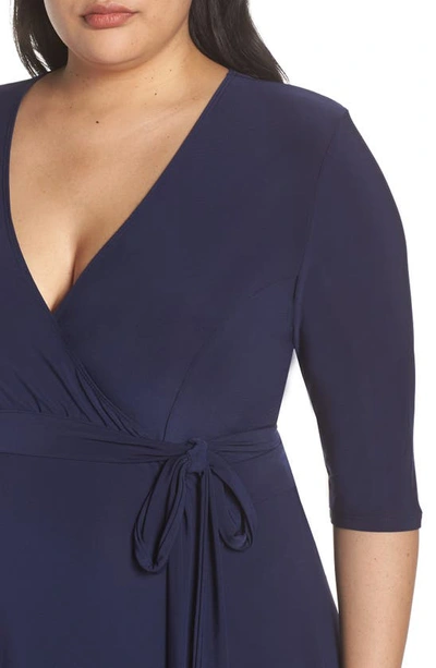 Shop Kiyonna Essential Wrap Dress In Nouveau Navy