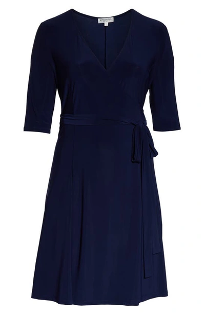 Shop Kiyonna Essential Wrap Dress In Nouveau Navy