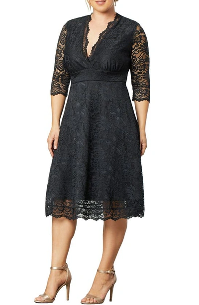 Kiyonna Women's Plus Size Mademoiselle Lace Dress In Onyx