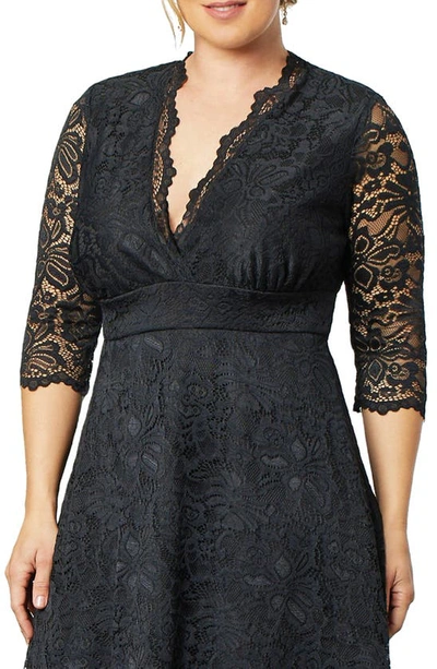 Kiyonna Women's Plus Size Mademoiselle Lace Dress In Onyx