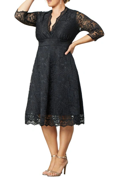 Kiyonna Women's Plus Size Mademoiselle Lace Dress In Onyx