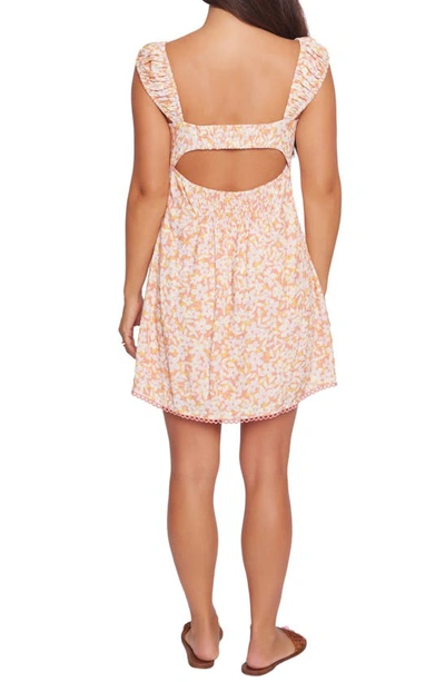 Lost + Wander Coastal Daisies Floral A-line Minidress In Orange White