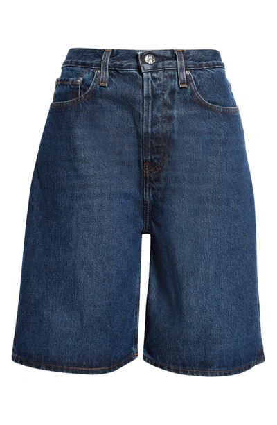 Shop Totême Classic Organic Cotton Denim Shorts In Dark Blue