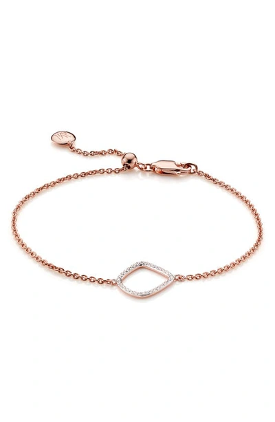 Shop Monica Vinader Riva Kite Adjustable Diamond Bracelet In Rose Gold