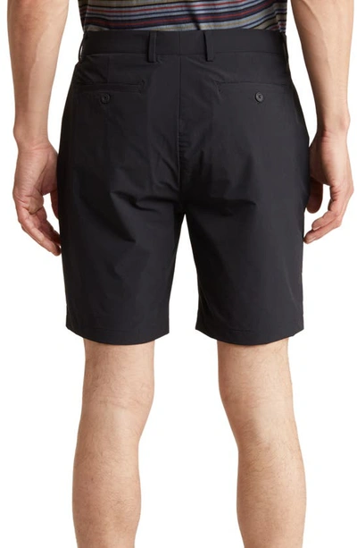 Shop Bugatchi Flat Front Shorts In Black