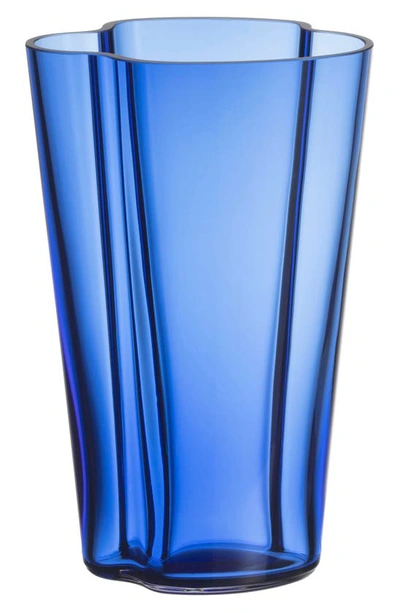 Shop Iittala Aalto Vase In Marine Blue