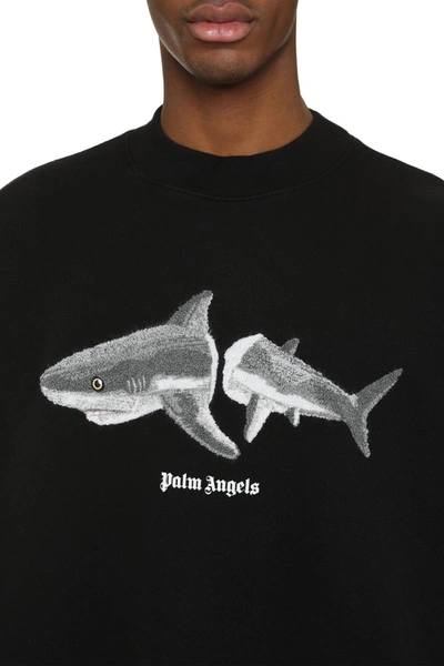 Shop Palm Angels Cotton Crew-neck Sweatshirt With Logo In Black