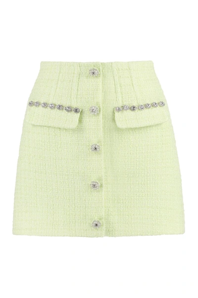 Shop Self-portrait Knitted Mini Skirt In Green