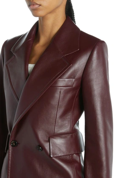Shop Bottega Veneta Double Breasted Napa Leather Jacket In Jam