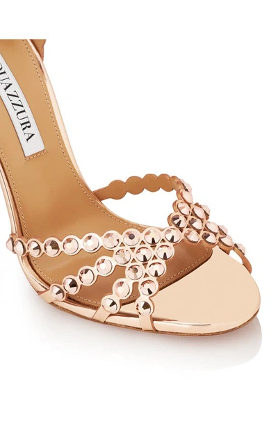 Shop Aquazzura Tequila Crystal Ankle Strap Sandal In Rose Gold