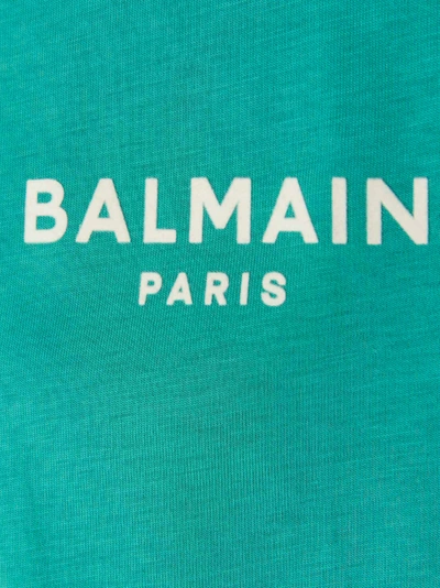 Shop Balmain Flocked Logo Cropped T-shirt