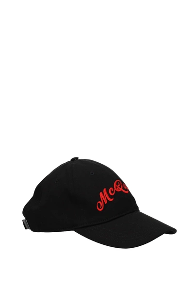 Shop Alexander Mcqueen Hats Cotton Black Red