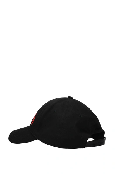 Shop Alexander Mcqueen Hats Cotton Black Red