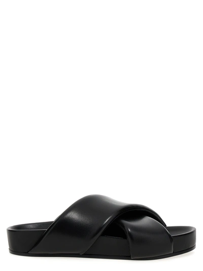 Shop Jil Sander Padded-effect Sandals Black