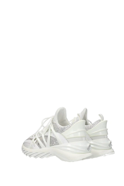 Shop Jimmy Choo Sneakers Cosmos Fabric White Silver