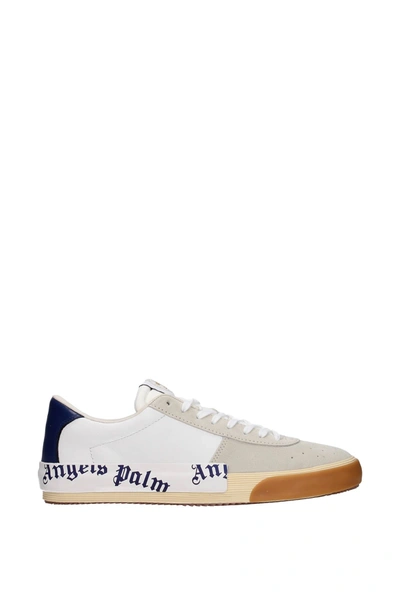 Shop Palm Angels Sneakers Leather Beige Blue