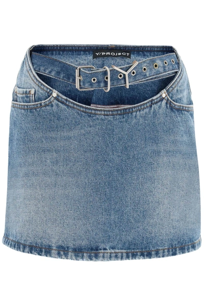 Shop Y/project Y Belt Arc Denim Mini Skirt