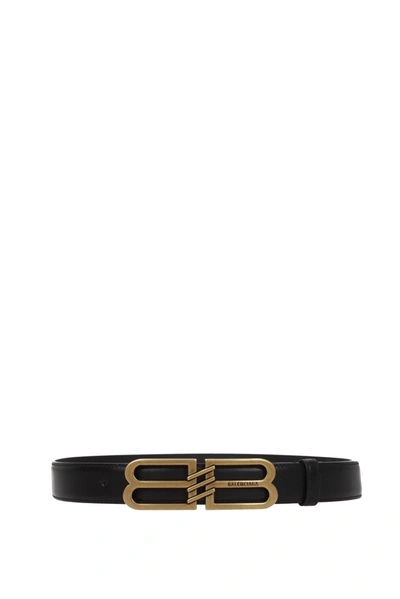 Shop Balenciaga Regular Belts Leather Black
