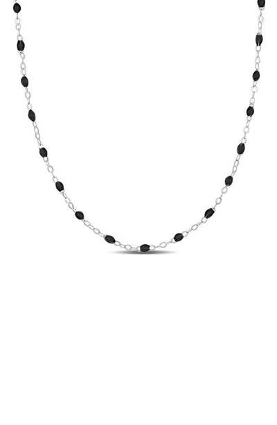 Shop Delmar Sterling Silver Black Enamel Station Chain Necklace