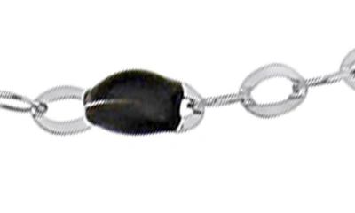 Delmar Sterling Silver Black Enamel Station Chain Necklace In Silver
