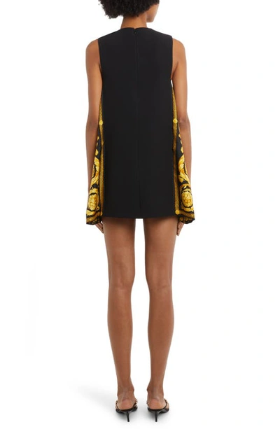 Shop Versace Baroque Panel Sleeveless Shift Dress In 5b000 Black Gold