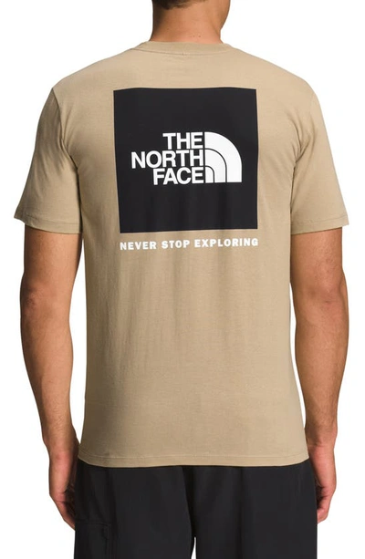 Shop The North Face Box Logo T-shirt In Khaki Stone/ Tnf Black