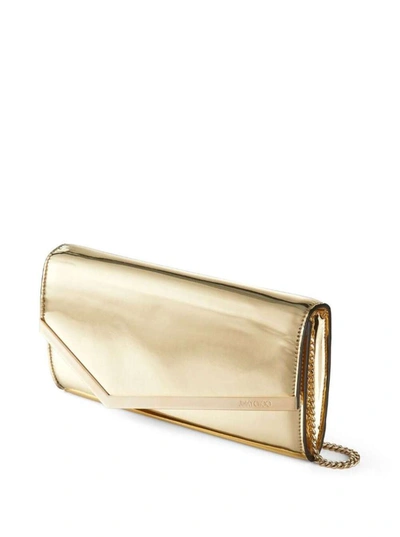 Shop Jimmy Choo 'emmie' Gold-colored Handbag With Magnetic Fastening In Mirror Fabric Woman In Metallic