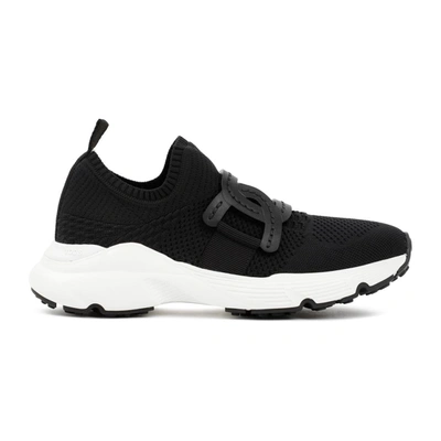 Shop Tod's Tech Fabric Sneakers Shoes In Black