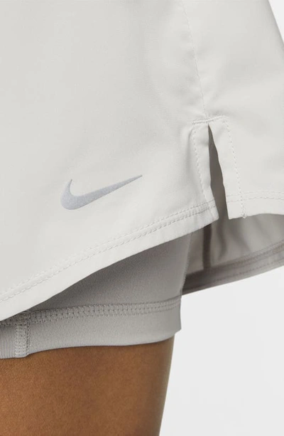 Shop Nike Dri-fit High Waist Shorts In Light Iron Ore