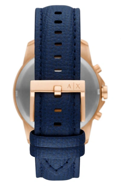 Armani Exchange Ax  Chronograph Leather Strap Watch, 44mm In Rose Gold