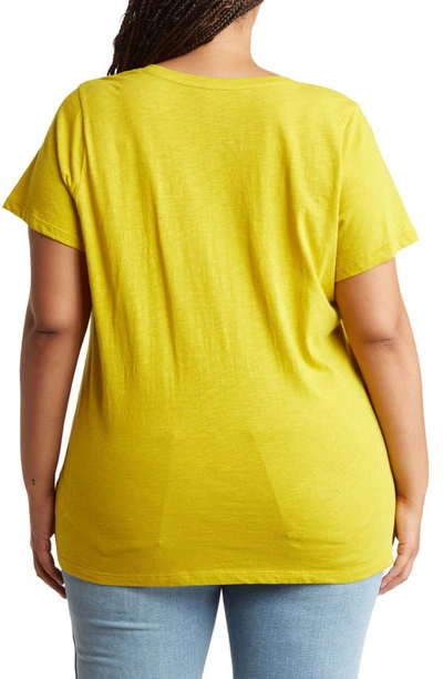 Shop Madewell Whisper Cotton V-neck T-shirt In Gilded Chartreuse