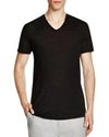 Vince Regular Fit Garment Dyed V-neck T-shirt In Black