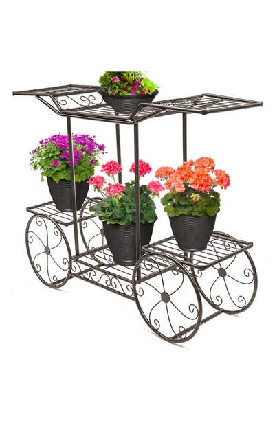 Sorbus 6-flower Pot Display Cart Stand In Brown