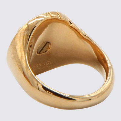 Shop Versace Gold-tone And Black Metal Medusa Ring In Golden